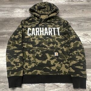Carhartt Women's M Relaxed Fit Midweight Duck Camo Hooded Graphic Sweatshirt
